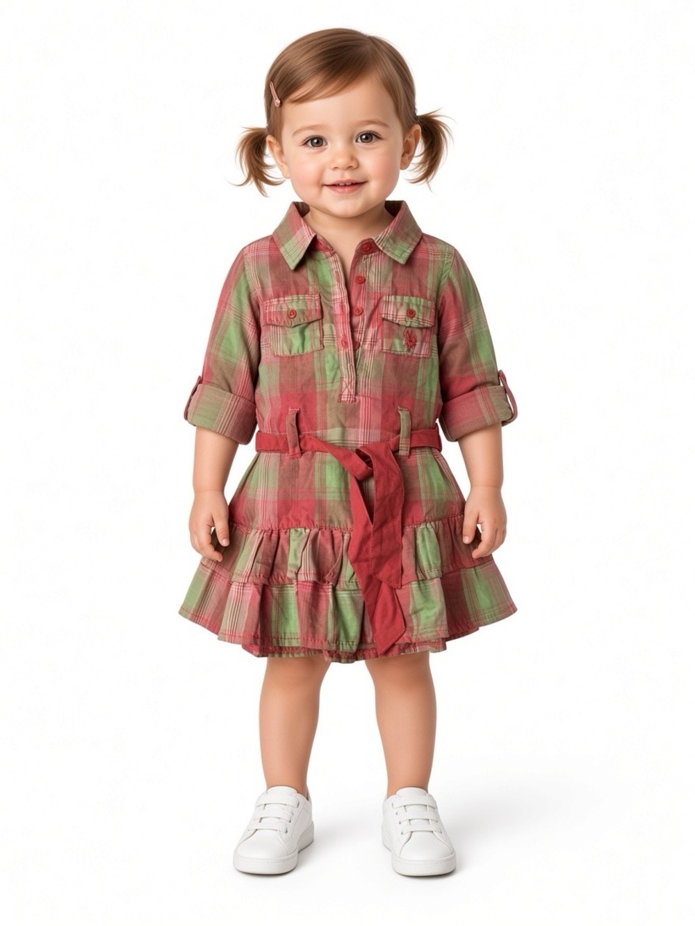 Vintage Polo Pink Light Green Plaid Girls Dress 24 Months 2T Onesie Luxury Kid